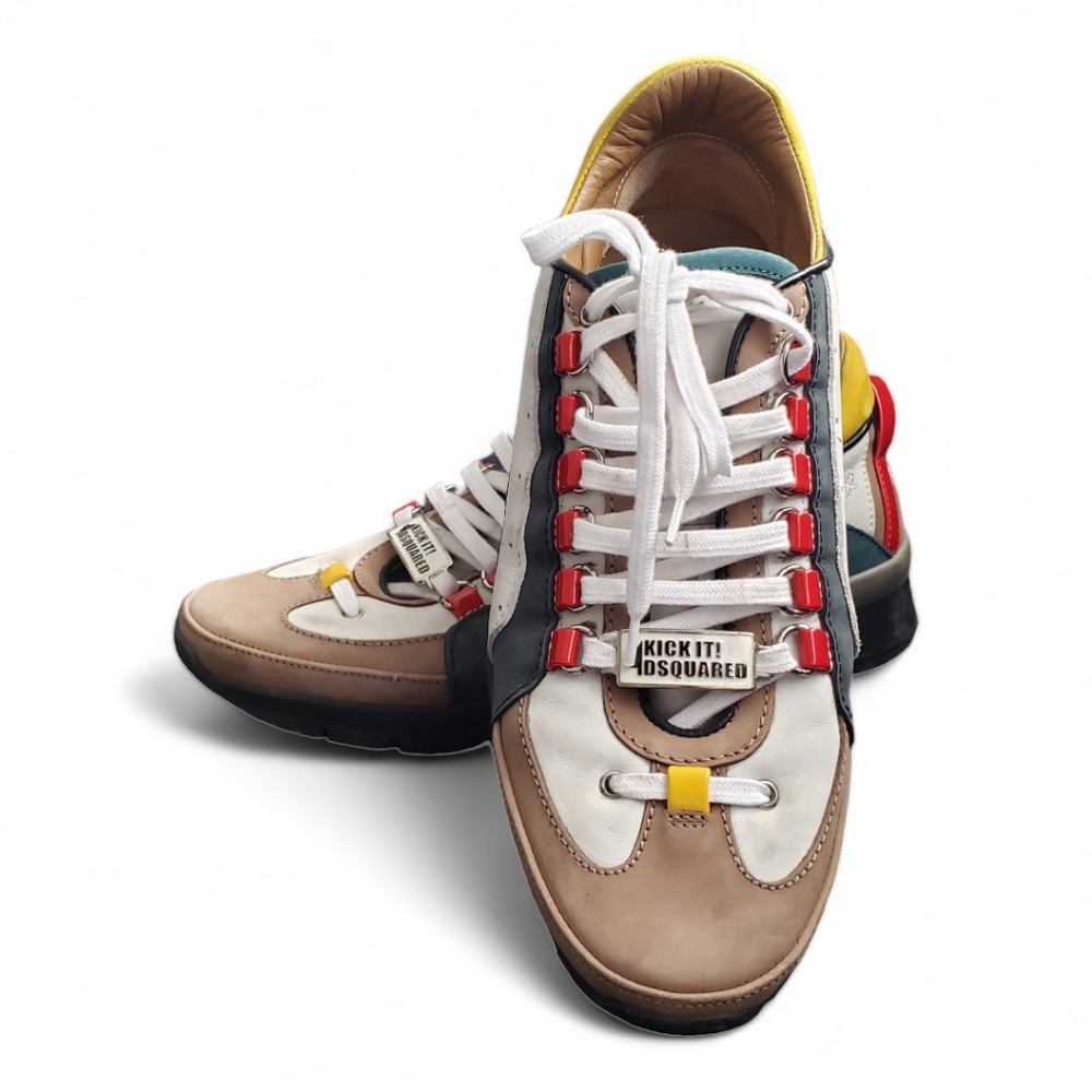 ××× SOLD ××× Dsquared2 Multicolour Lace-up Leather Trainers - Picture 1 of 10